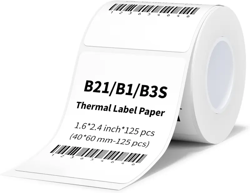 NIIMBOT 40x60mm Beyaz Etiket (125 Adet) B21/B1/B3S İçin (T40*60-125WHITE)