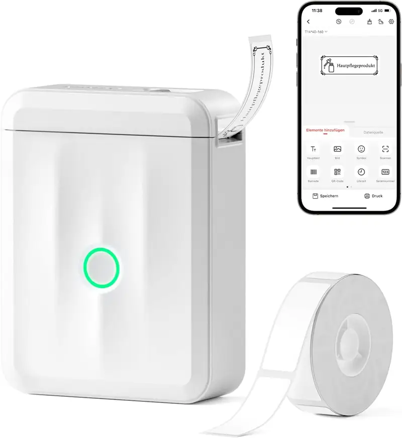 NiiMbot D110_M Etiket Makinesi Beyaz, Kablosuz Taşınabilir Bluetooth - USB Şarjlı