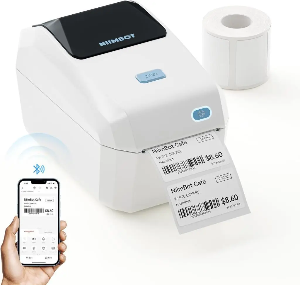NiiMbot K3 Etiket Makinesi, Fildişi Beyazı, Bluetooth Kablosuz - Adaptörlü